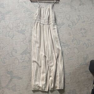 Old Navy Light Beige Striped Jumpsuit
